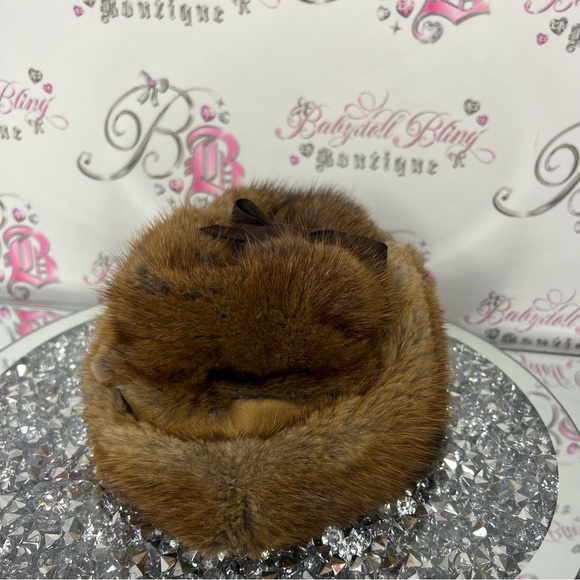 Beaver fur hat toque winter handmade ribbon tie up top military style warm furry - Picture 8 of 10